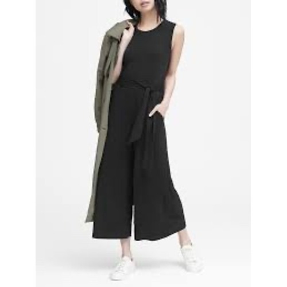 Banana Republic Black Sleeveless Wide Leg Jumpsuit Belted Size 10